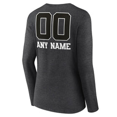 New York Giants Women's Personalized Name & Number Monochrome V-neck T-Shirt Charcoal | NFL