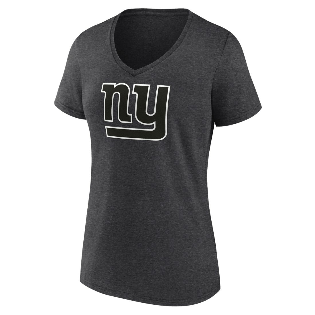 New York Giants Women's Personalized Name & Number Monochrome V-Neck Long Sleeve T-Shirt Charcoal | NFL