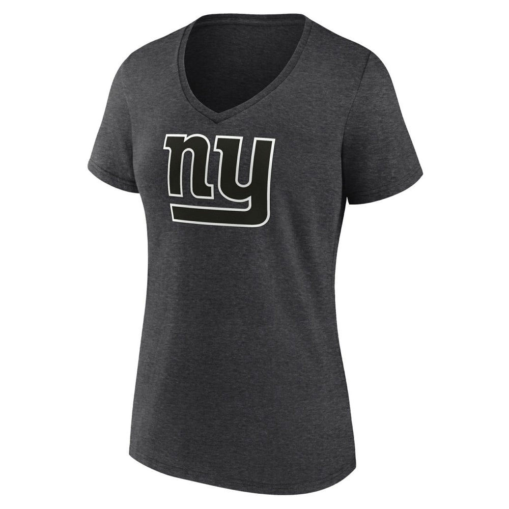 New York Giants Women's Personalized Name & Number Monochrome V-Neck Long Sleeve T-Shirt Charcoal | NFL