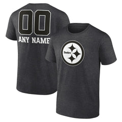 Pittsburgh Steelers Personalized Name & Number Monochrome T-Shirt Charcoal | NFL