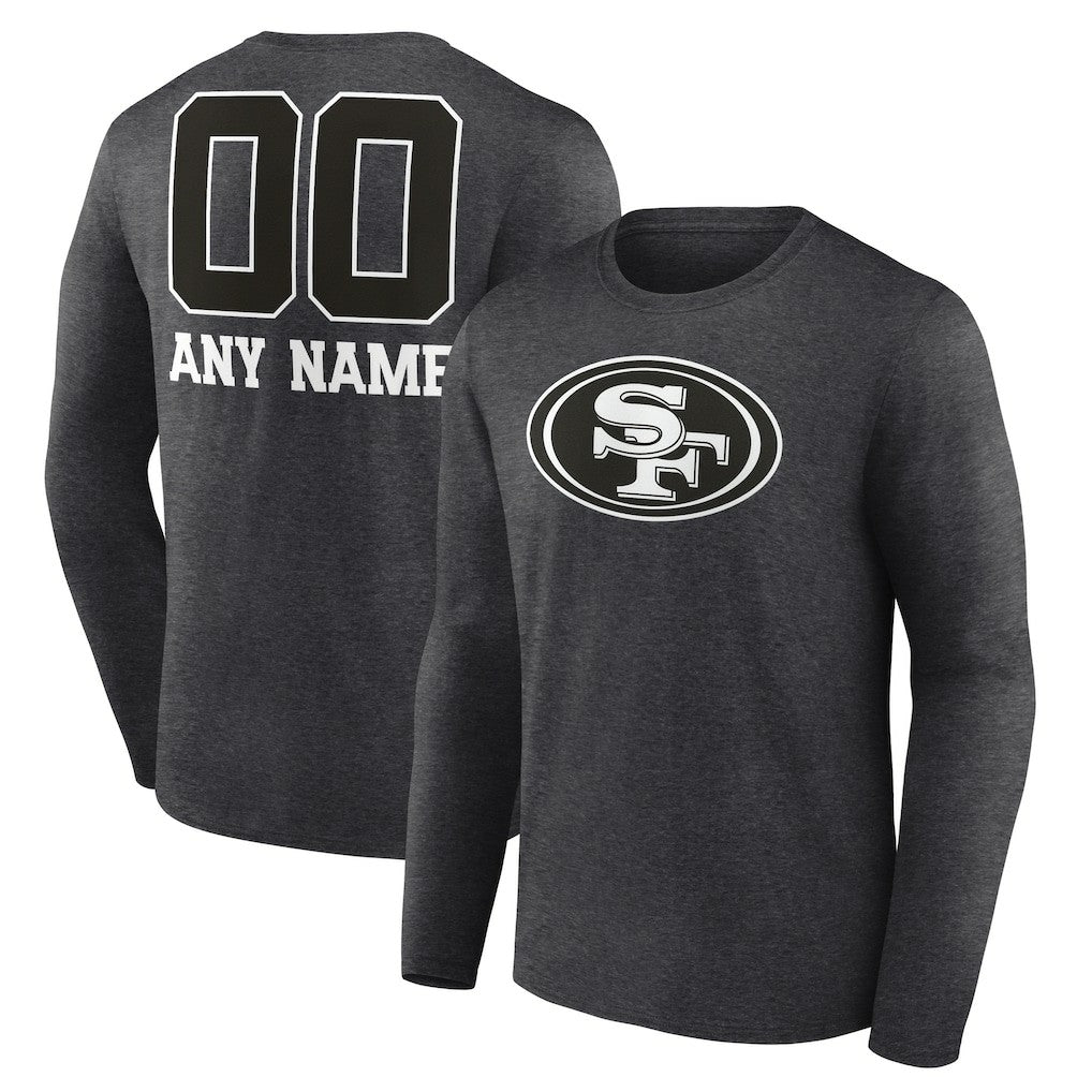 San Francisco 49ers Personalized Name & Number Monochrome Long Sleeve T-Shirt Charcoal | NFL