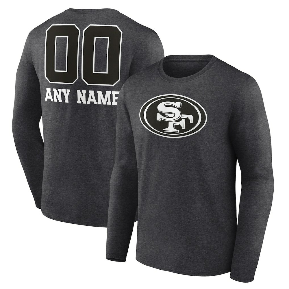 San Francisco 49ers Personalized Name & Number Monochrome Long Sleeve T-Shirt Charcoal | NFL
