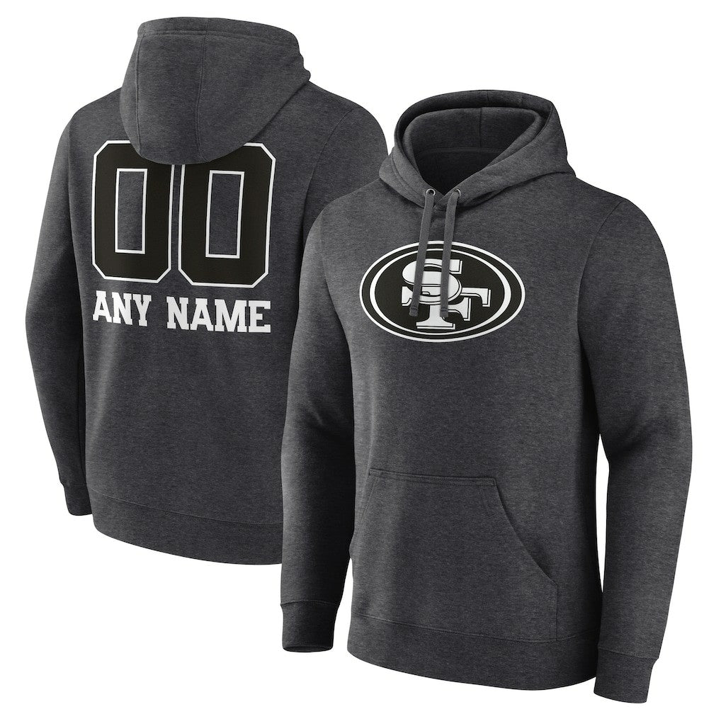 San Francisco 49ers Personalized Name & Number Monochrome Pullover Hoodie Charcoal | NFL