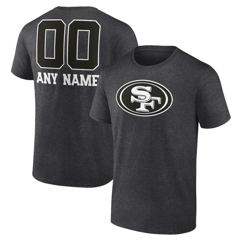 San Francisco 49ers Personalized Name & Number Monochrome T-Shirt Charcoal | NFL