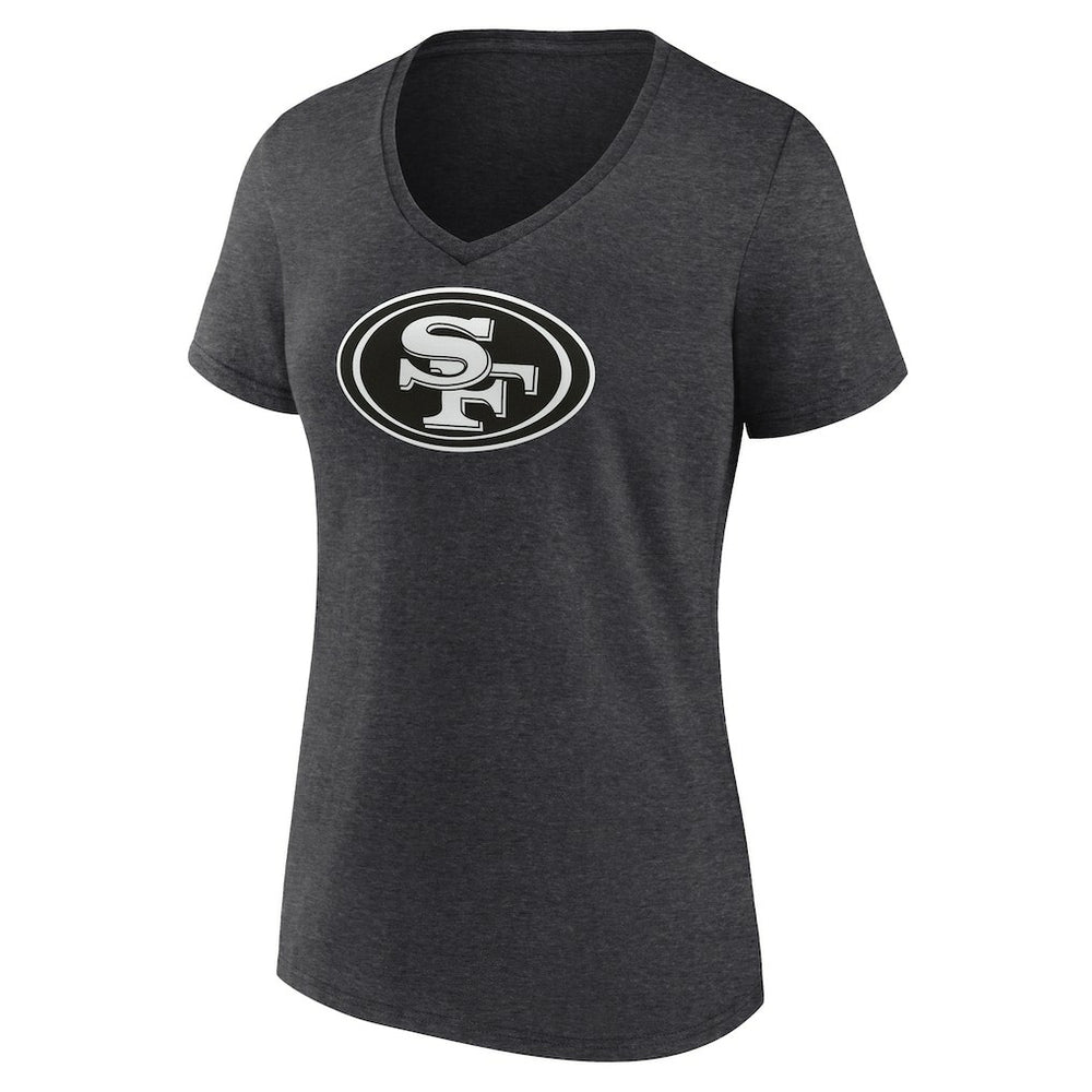 San Francisco 49ers Women's Personalized Name & Number Monochrome V-Neck Long Sleeve T-Shirt Charcoal | NFL