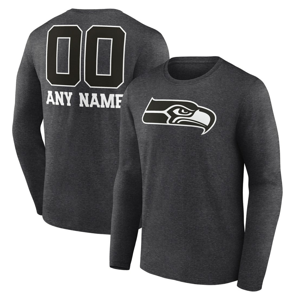 Seattle Seahawks Personalized Name & Number Monochrome Long Sleeve T-Shirt Charcoal | NFL