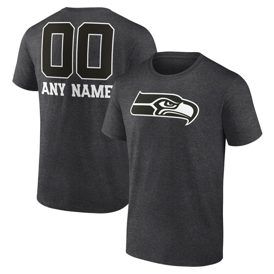 Seattle Seahawks Personalized Name & Number Monochrome T-Shirt Charcoal | NFL