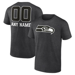 Seattle Seahawks Personalized Name & Number Monochrome T-Shirt Charcoal | NFL