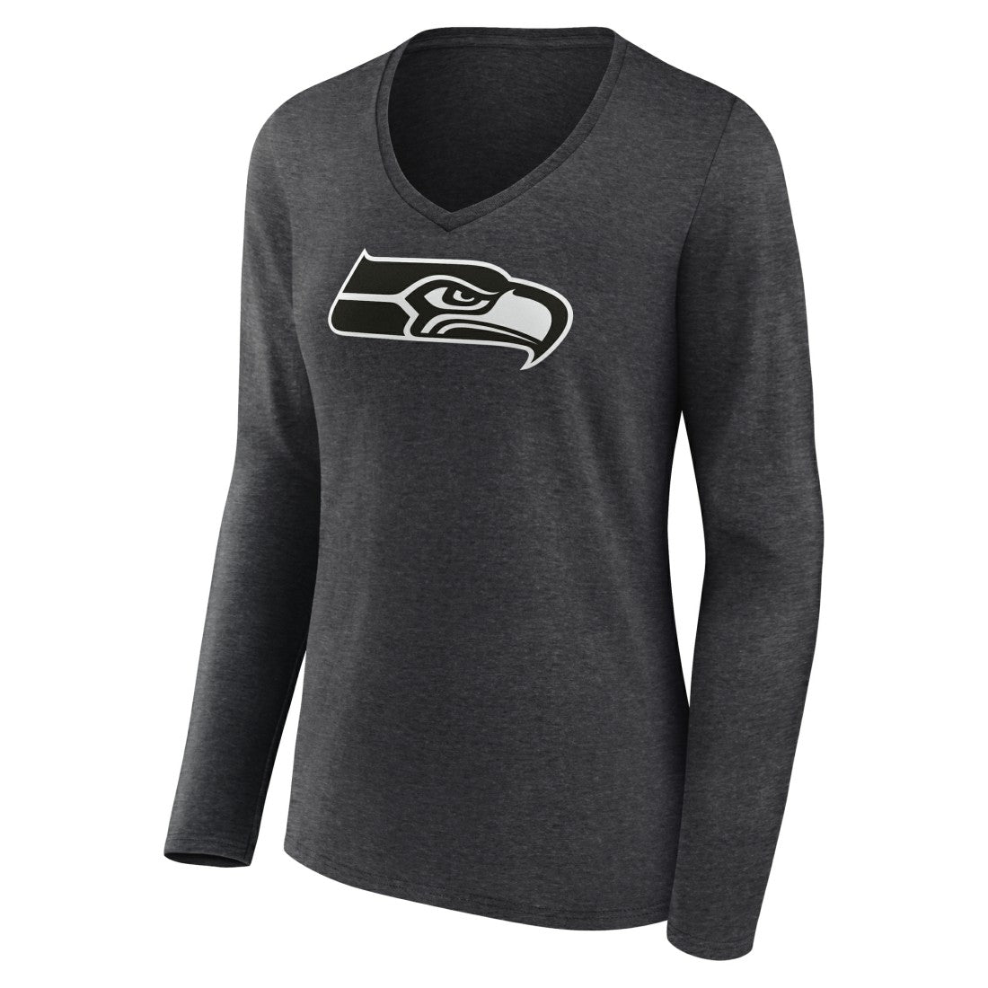 Seattle Seahawks Women's Personalized Name & Number Monochrome V-neck T-Shirt Charcoal | NFL
