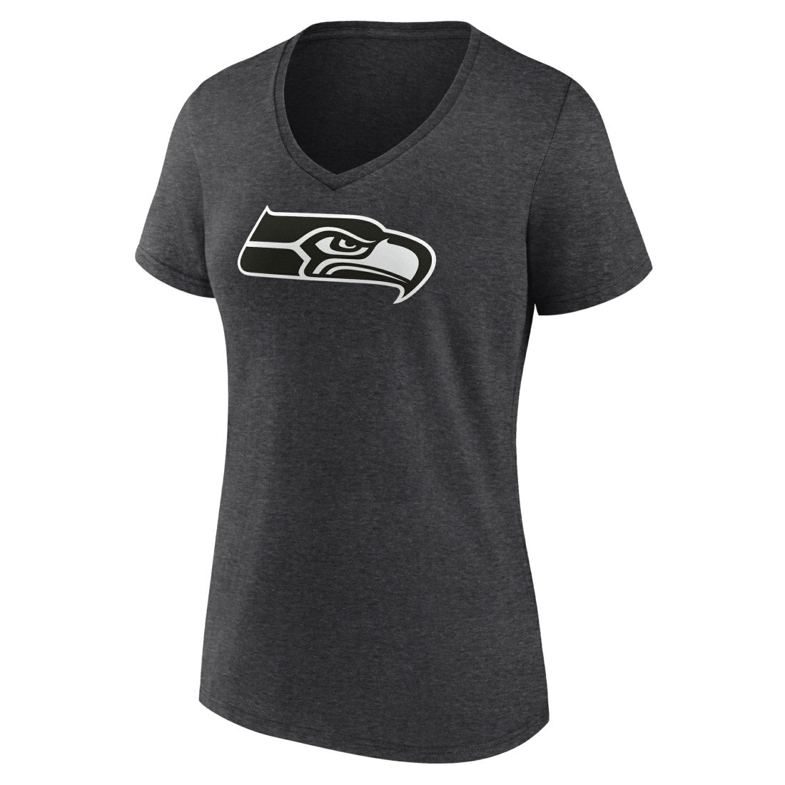 Seattle Seahawks Women's Personalized Name & Number Monochrome V-Neck Long Sleeve T-Shirt Charcoal | NFL