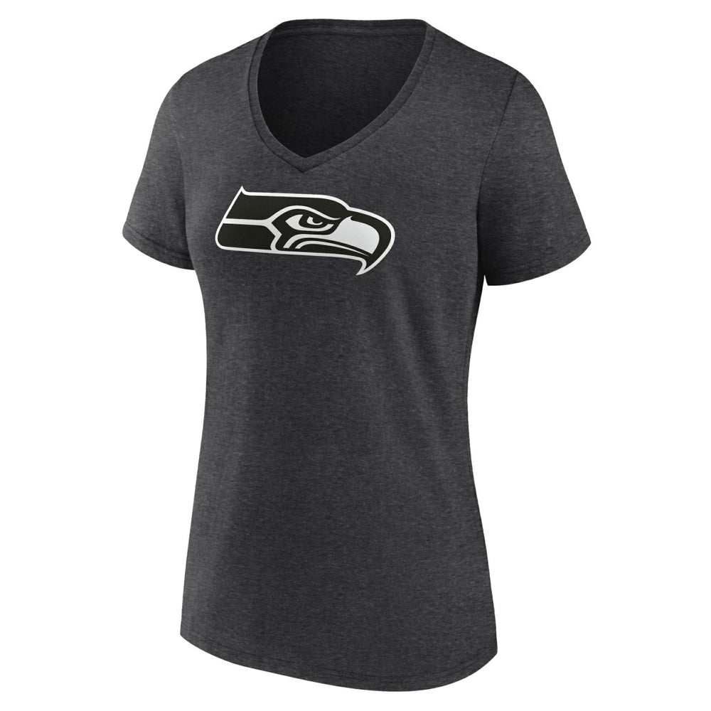 Seattle Seahawks Women's Personalized Name & Number Monochrome V-Neck Long Sleeve T-Shirt Charcoal | NFL