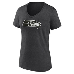 Seattle Seahawks Women's Personalized Name & Number Monochrome V-Neck Long Sleeve T-Shirt Charcoal | NFL