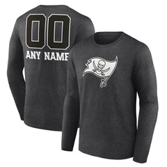Tampa Bay Buccaneers Personalized Name & Number Monochrome Long Sleeve T-Shirt Charcoal | NFL