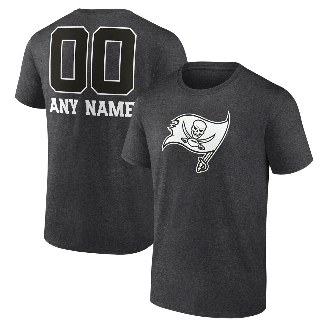 Tampa Bay Buccaneers Personalized Name & Number Monochrome T-Shirt Charcoal | NFL