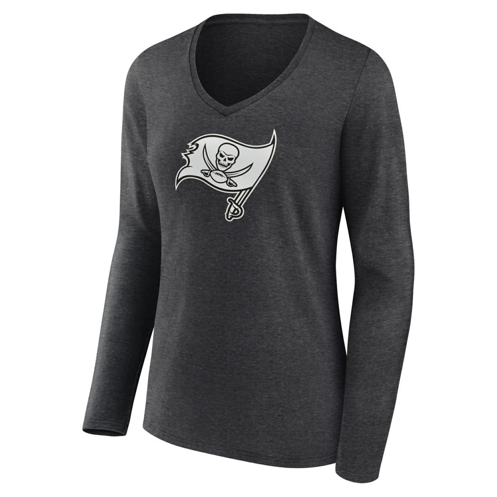 Tampa Bay Buccaneers Women's Personalized Name & Number Monochrome V-neck T-Shirt Charcoal | NFL