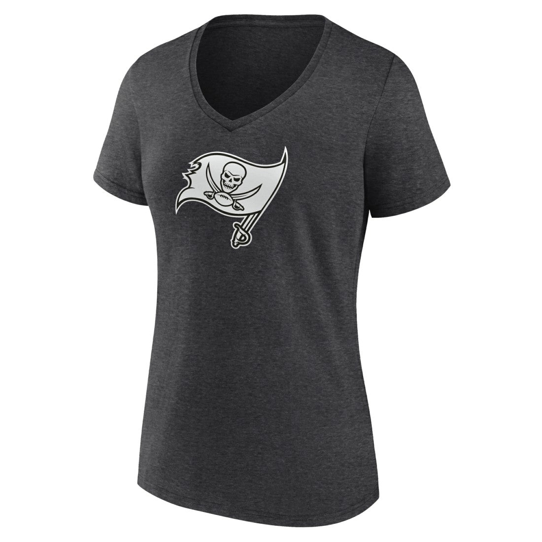 Tampa Bay Buccaneers Women's Personalized Name & Number Monochrome V-Neck Long Sleeve T-Shirt Charcoal | NFL