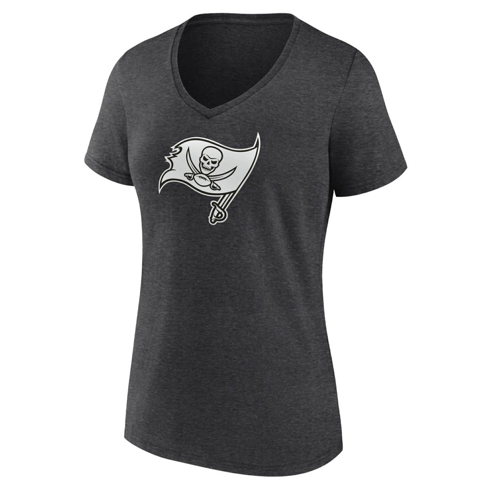 Tampa Bay Buccaneers Women's Personalized Name & Number Monochrome V-Neck Long Sleeve T-Shirt Charcoal | NFL