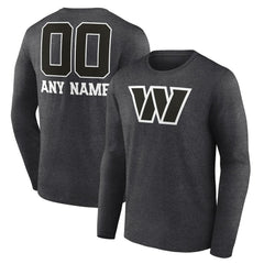Washington Commanders Personalized Name & Number Monochrome Long Sleeve T-Shirt Charcoal | NFL