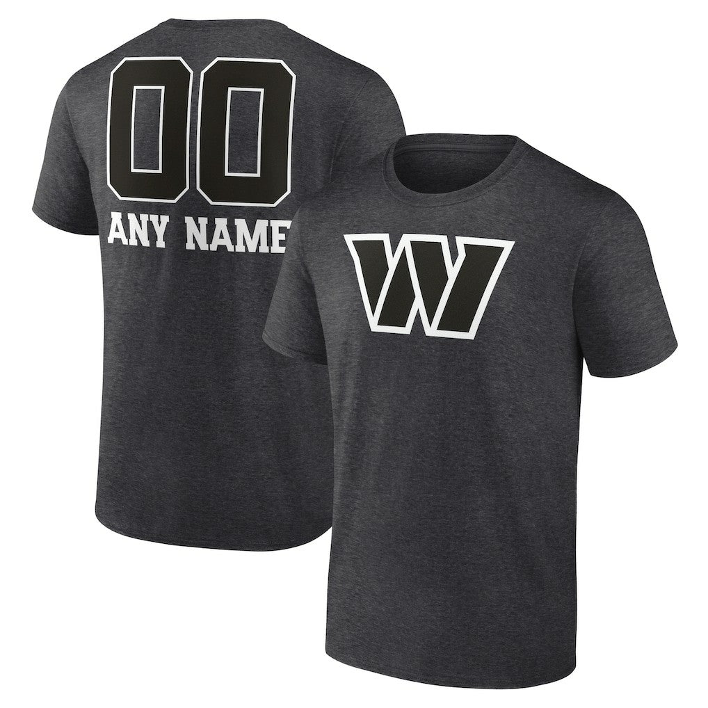 Washington Commanders Personalized Name & Number Monochrome T-Shirt Charcoal | NFL