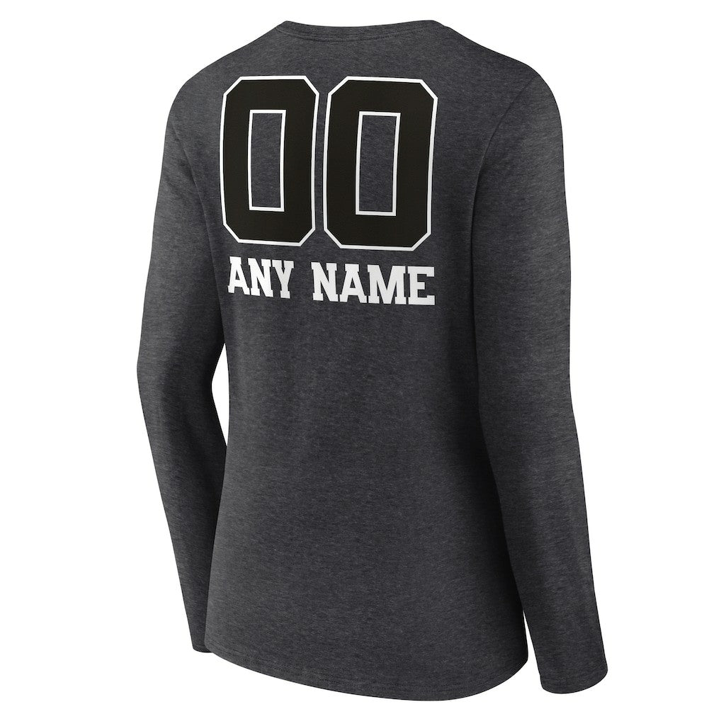 Washington Commanders Women's Personalized Name & Number Monochrome V-neck T-Shirt Charcoal | NFL