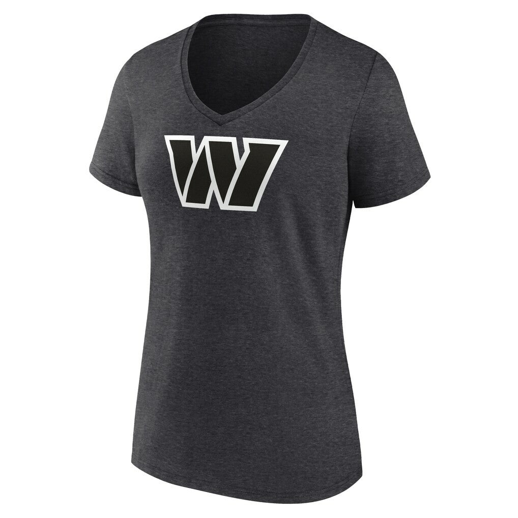 Washington Commanders Women's Personalized Name & Number Monochrome V-Neck Long Sleeve T-Shirt Charcoal | NFL