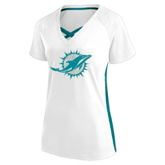 Miami Dolphins Women's Plus Size Glitter Lace-Up V- Neck T-Shirt White | Fanatics