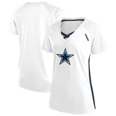 Dallas Cowboys Women's Plus Size Glitter Lace-Up V- Neck T-Shirt White | Fanatics