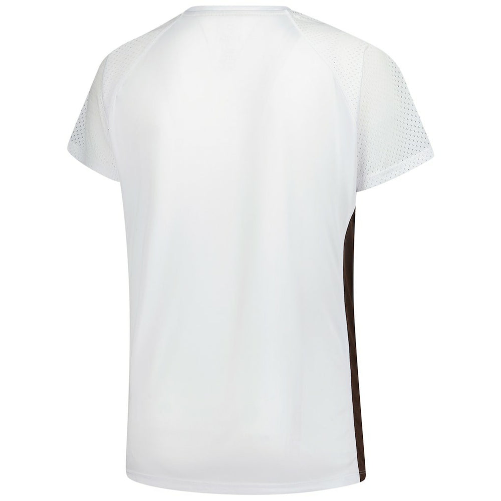 Cleveland Browns Women's Plus Size Glitter Lace-Up V- Neck T-Shirt White | Fanatics