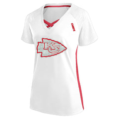 Kansas City Chiefs Women's Plus Size Glitter Lace-Up V- Neck T-Shirt White | Fanatics
