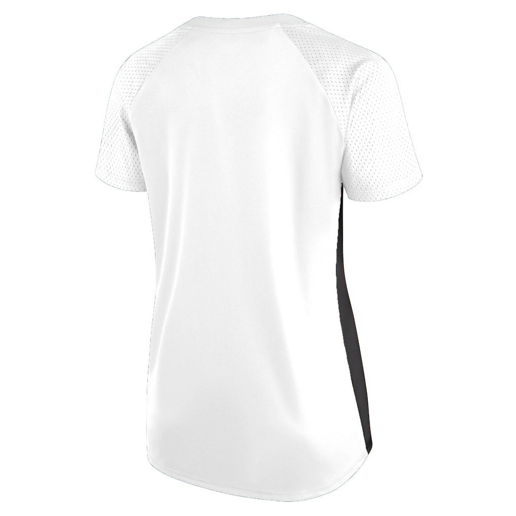 New Orleans Saints Women's Plus Size Glitter Lace-Up V- Neck T-Shirt White | Fanatics