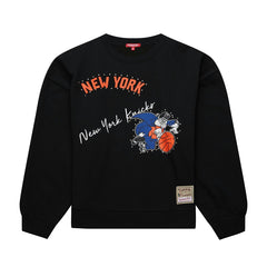 New York Knicks Women's Hardwood Classics Home Team Pullover Sweatshirt Black - NBA