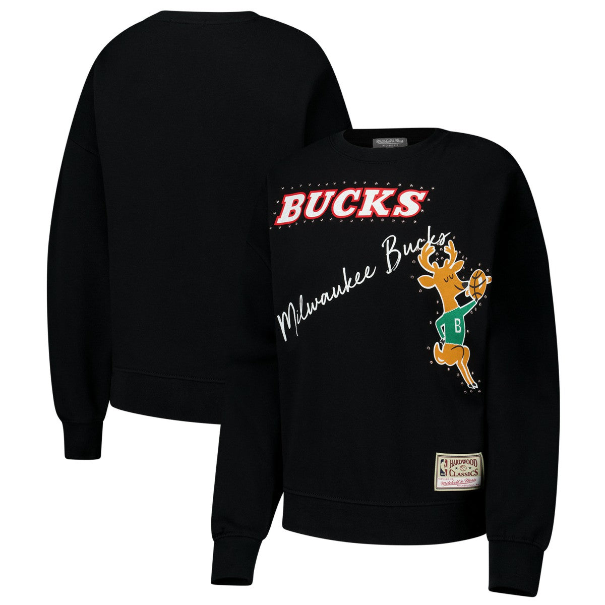 Milwaukee Bucks Women's Hardwood Classics Home Team Pullover Sweatshirt Black - NBA