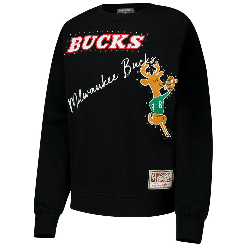 Milwaukee Bucks Women's Hardwood Classics Home Team Pullover Sweatshirt Black - NBA