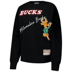 Milwaukee Bucks Women's Hardwood Classics Home Team Pullover Sweatshirt Black - NBA