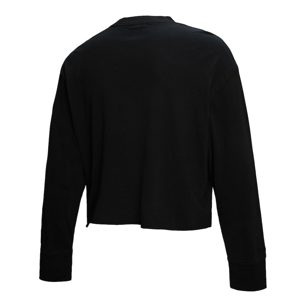New York Knicks Women's Hardwood Classics Studded Boxy Cropped Long Sleeve T-Shirt Black - NBA