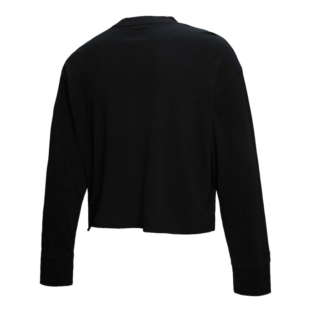 New York Knicks Women's Hardwood Classics Studded Boxy Cropped Long Sleeve T-Shirt Black - NBA