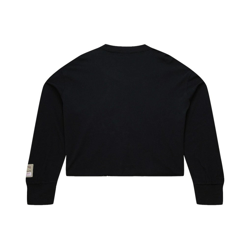 New York Knicks Women's Hardwood Classics Studded Boxy Cropped Long Sleeve T-Shirt Black - NBA