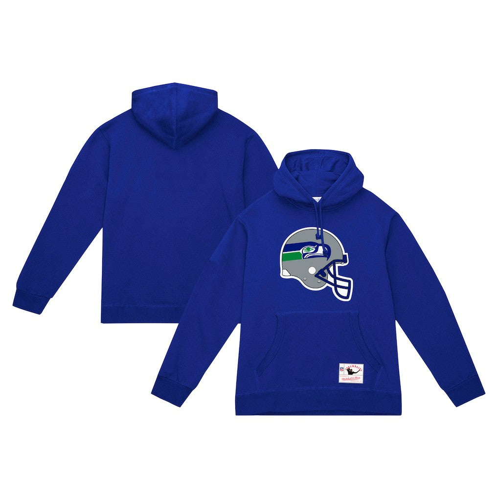 Seattle Seahawks Helmet Logo Vintage Pullover Hoodie College Navy | Mitchell & Ness