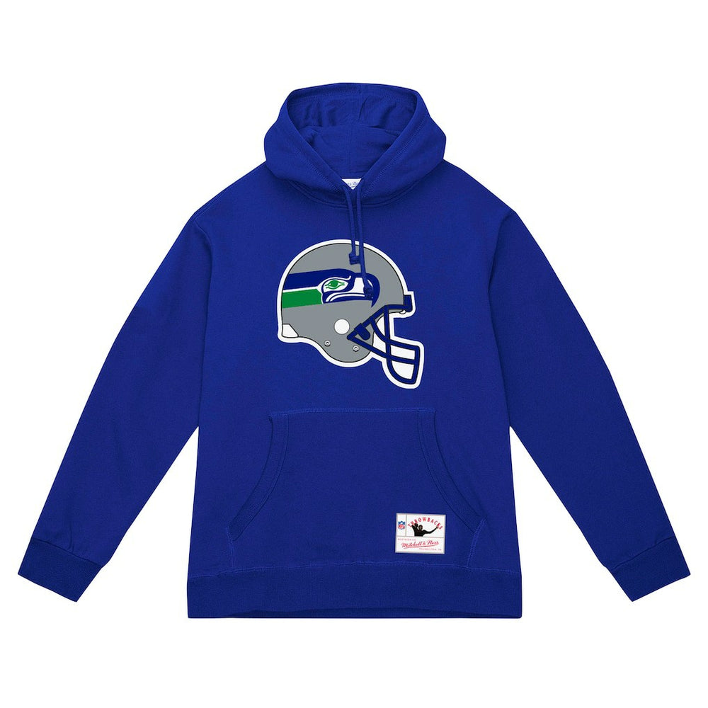 Seattle Seahawks Helmet Logo Vintage Pullover Hoodie College Navy | Mitchell & Ness