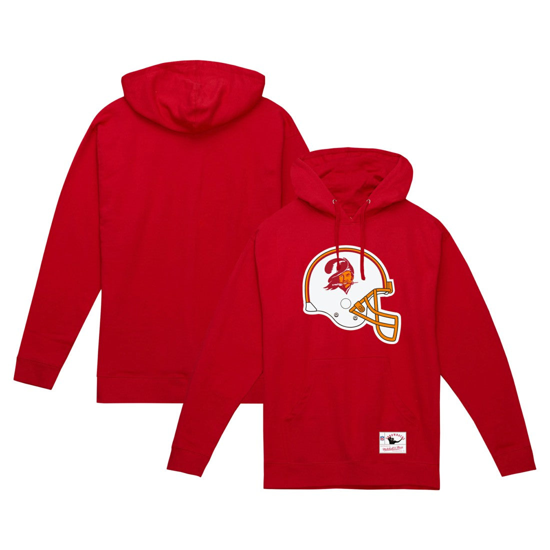 Tampa Bay Buccaneers Helmet Logo Vintage Pullover Hoodie Red | Mitchell & Ness