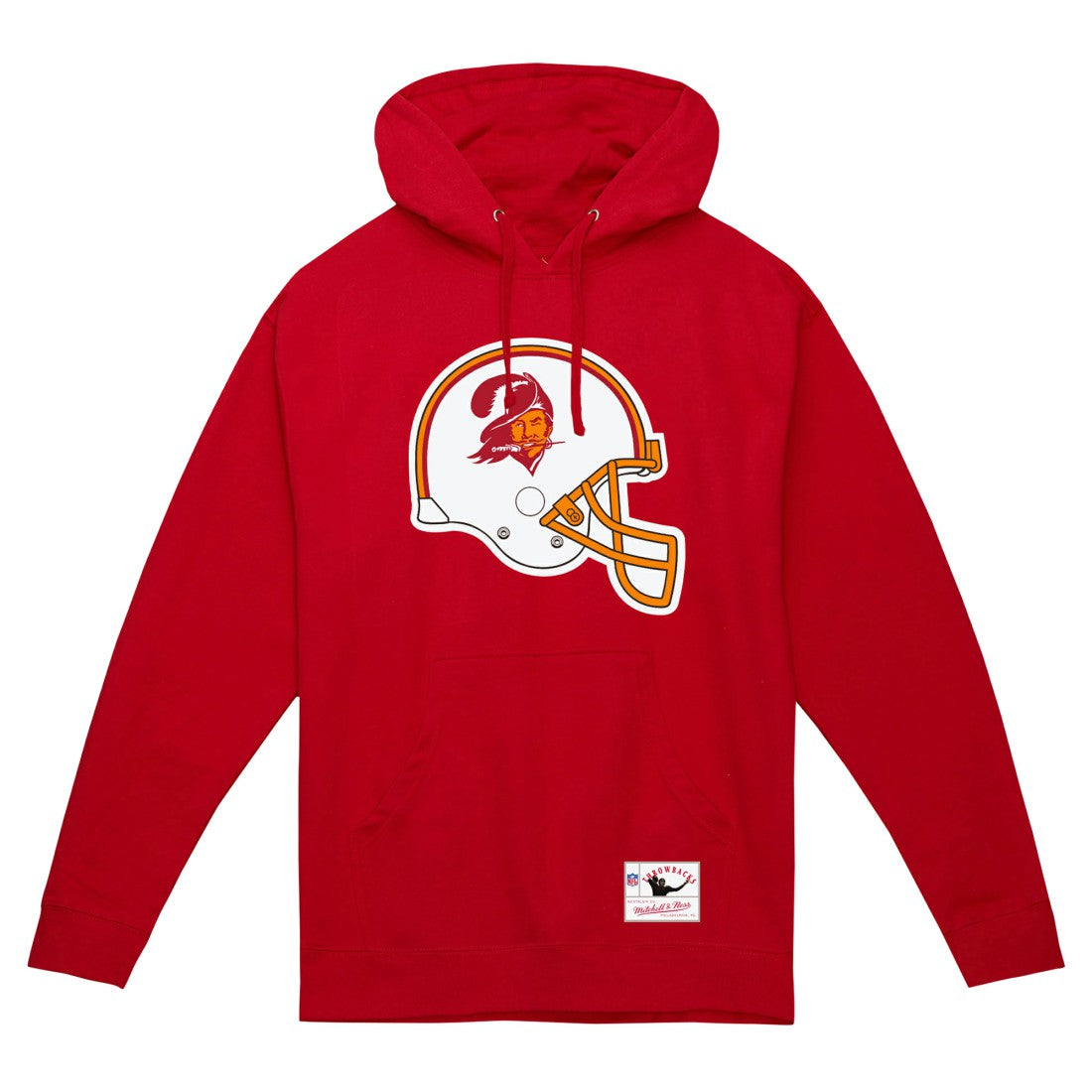 Tampa Bay Buccaneers Helmet Logo Vintage Pullover Hoodie Red | Mitchell & Ness