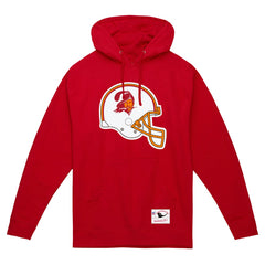 Tampa Bay Buccaneers Helmet Logo Vintage Pullover Hoodie Red | Mitchell & Ness
