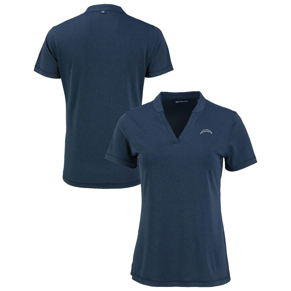Los Angeles Chargers Cutter & Buck Women's Forge Stretch Blade DryTec V-Neck Polo Heather Navy | NFL