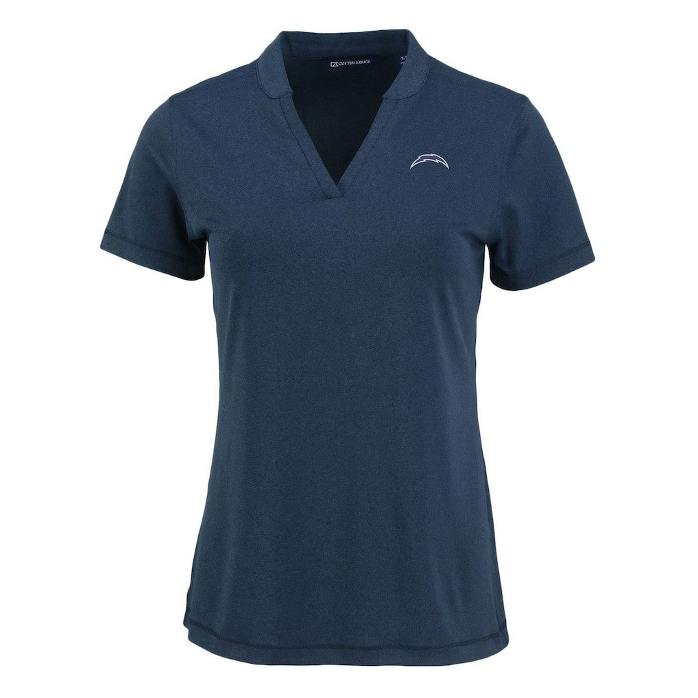 Los Angeles Chargers Cutter & Buck Women's Forge Stretch Blade DryTec V-Neck Polo Heather Navy | NFL