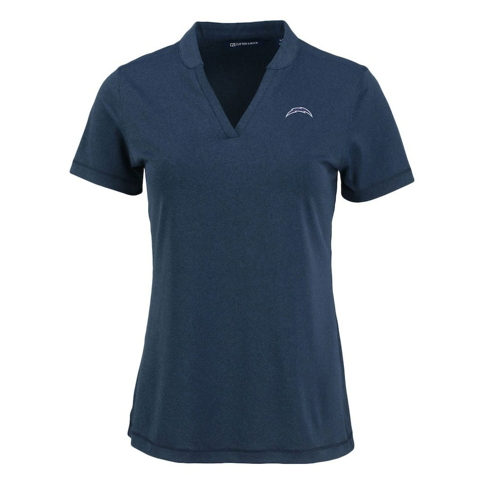 Los Angeles Chargers Cutter & Buck Women's Forge Stretch Blade DryTec V-Neck Polo Heather Navy | NFL