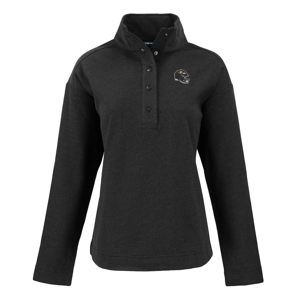 Baltimore Ravens Cutter & Buck Women's Hunts Point Eco Half-Snap Sweatshirt Black | NFL