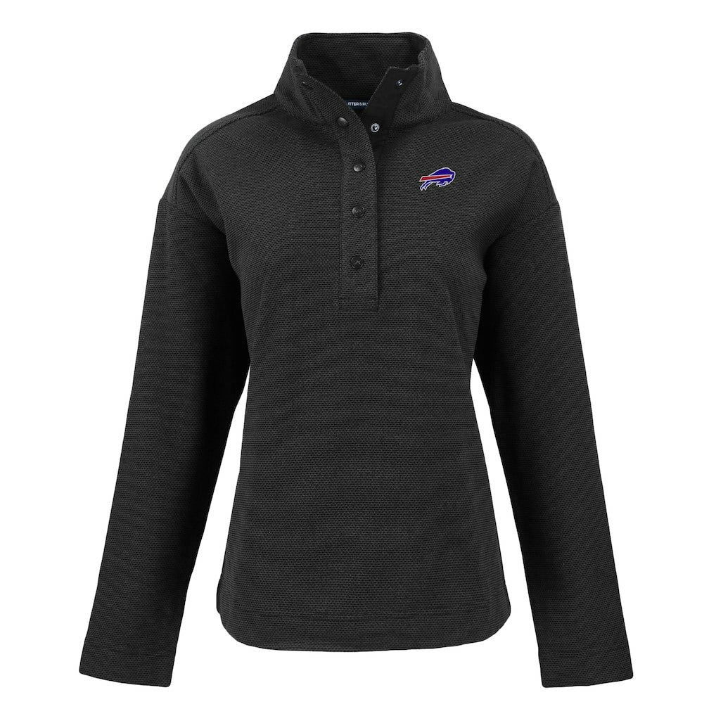 Buffalo Bills Cutter & Buck Women's Hunts Point Eco Half-Snap Sweatshirt Black | NFL