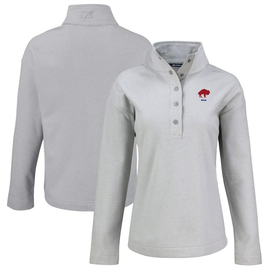 Buffalo Bills Cutter & Buck Women's Hunts Point Eco Half-Snap Sweatshirt Gray | NFL