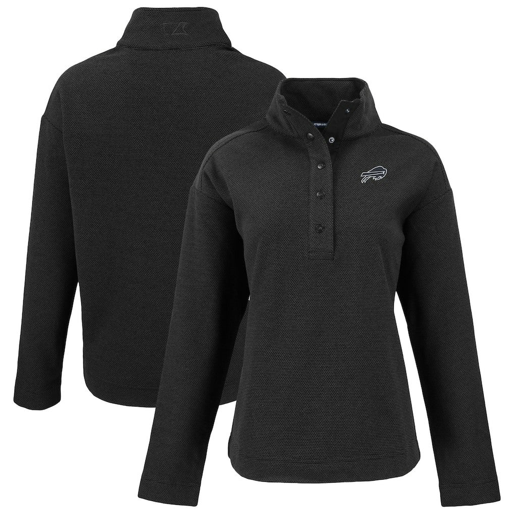 Buffalo Bills Cutter & Buck Women's Hunts Point Eco Half-Snap Sweatshirt Black | NFL