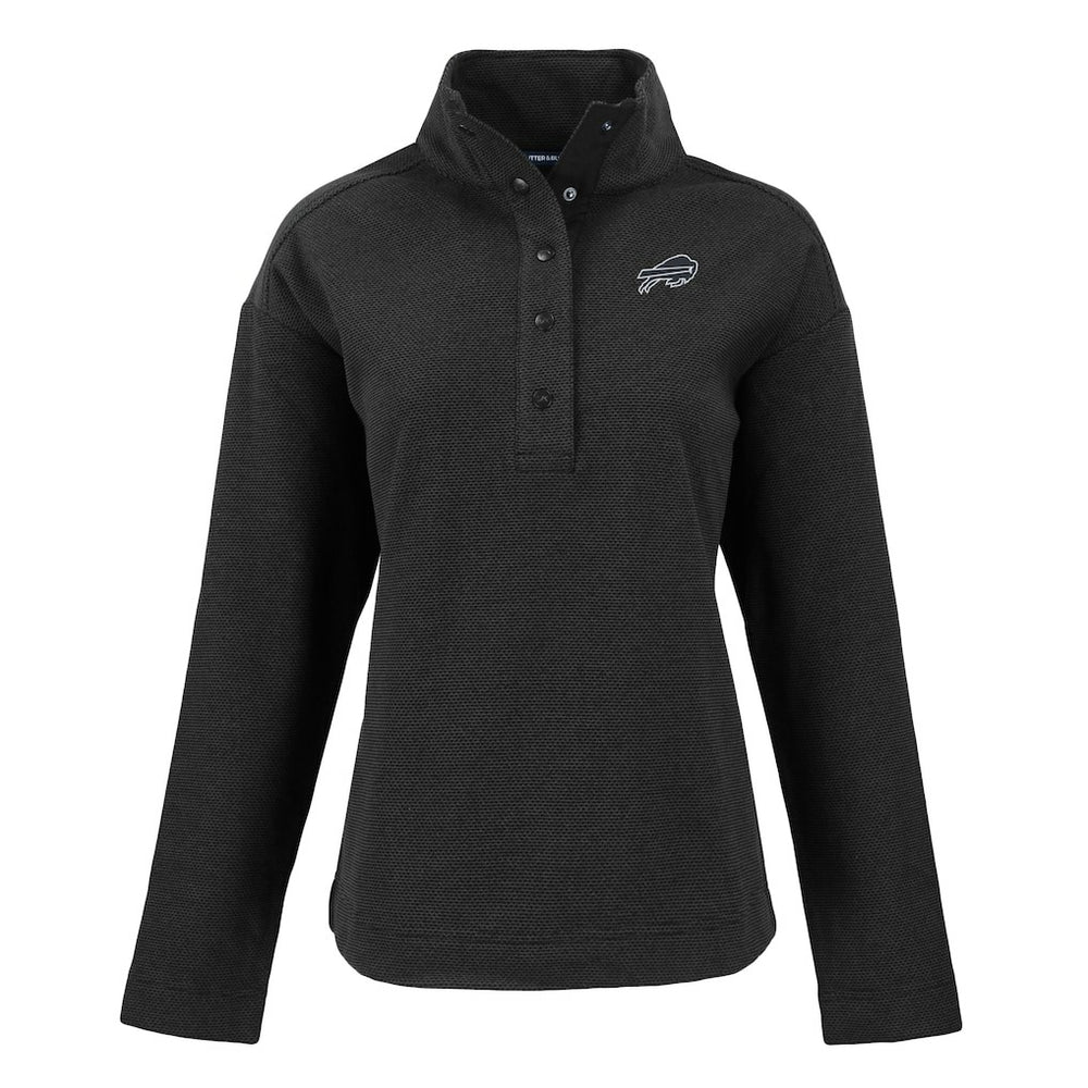 Buffalo Bills Cutter & Buck Women's Hunts Point Eco Half-Snap Sweatshirt Black | NFL